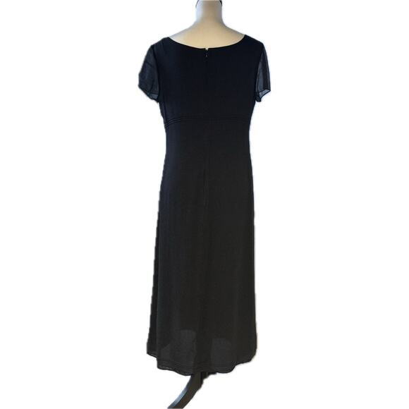 INC Concepts Sheer Sleeve Scoop Neck Lined Silk Sheath Maxi Dress Black Women 8 - Picture 5 of 10